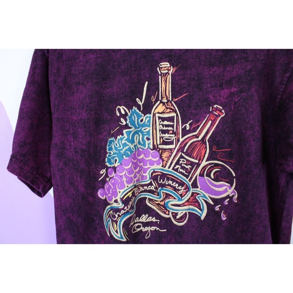 Keehn Scenes Shirt Wine Adult Medium or Large Acid Wash Cotton Purple - Picture 2 of 6